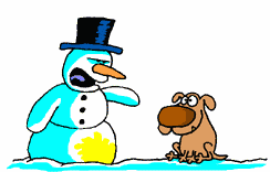 Snowman telling off a puppy for begging! 